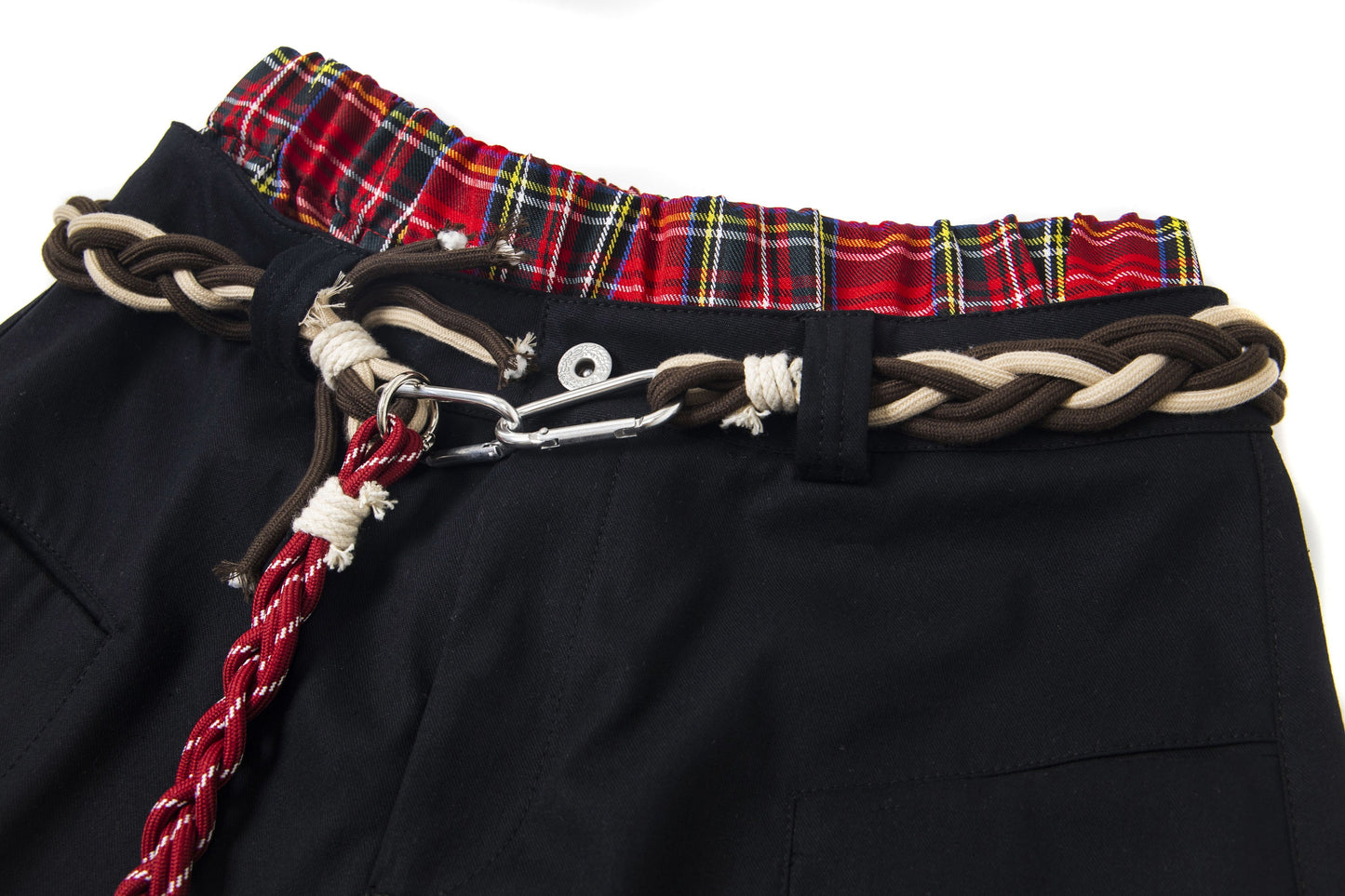 Plaid Waist Detail | Cargo Pants - Luxuryurbanwear