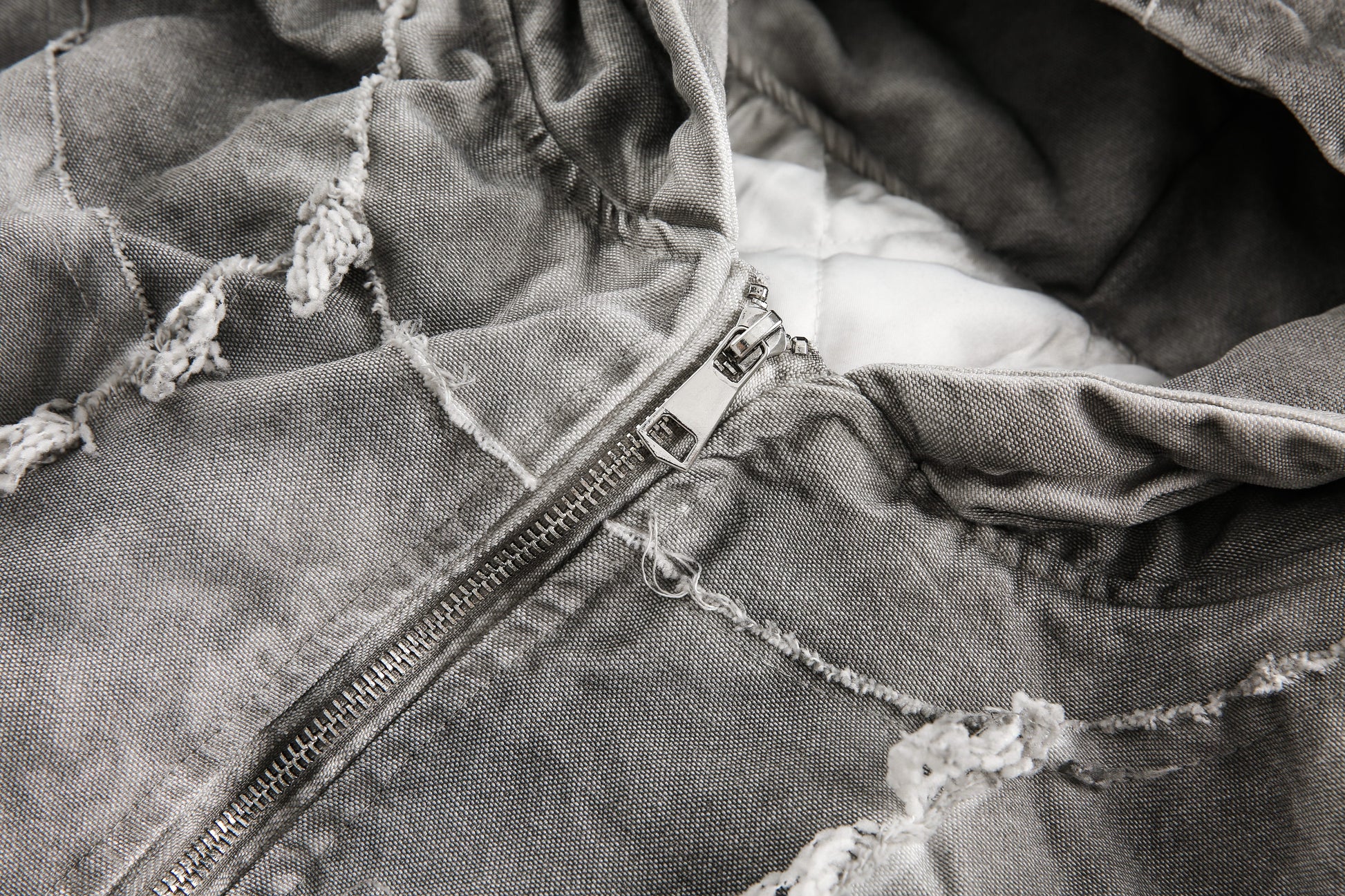 Archive Distressed Embroidered Padded Jacket - Premium Hooded Edition | LuxuryUrbanwear - Luxuryurbanwear