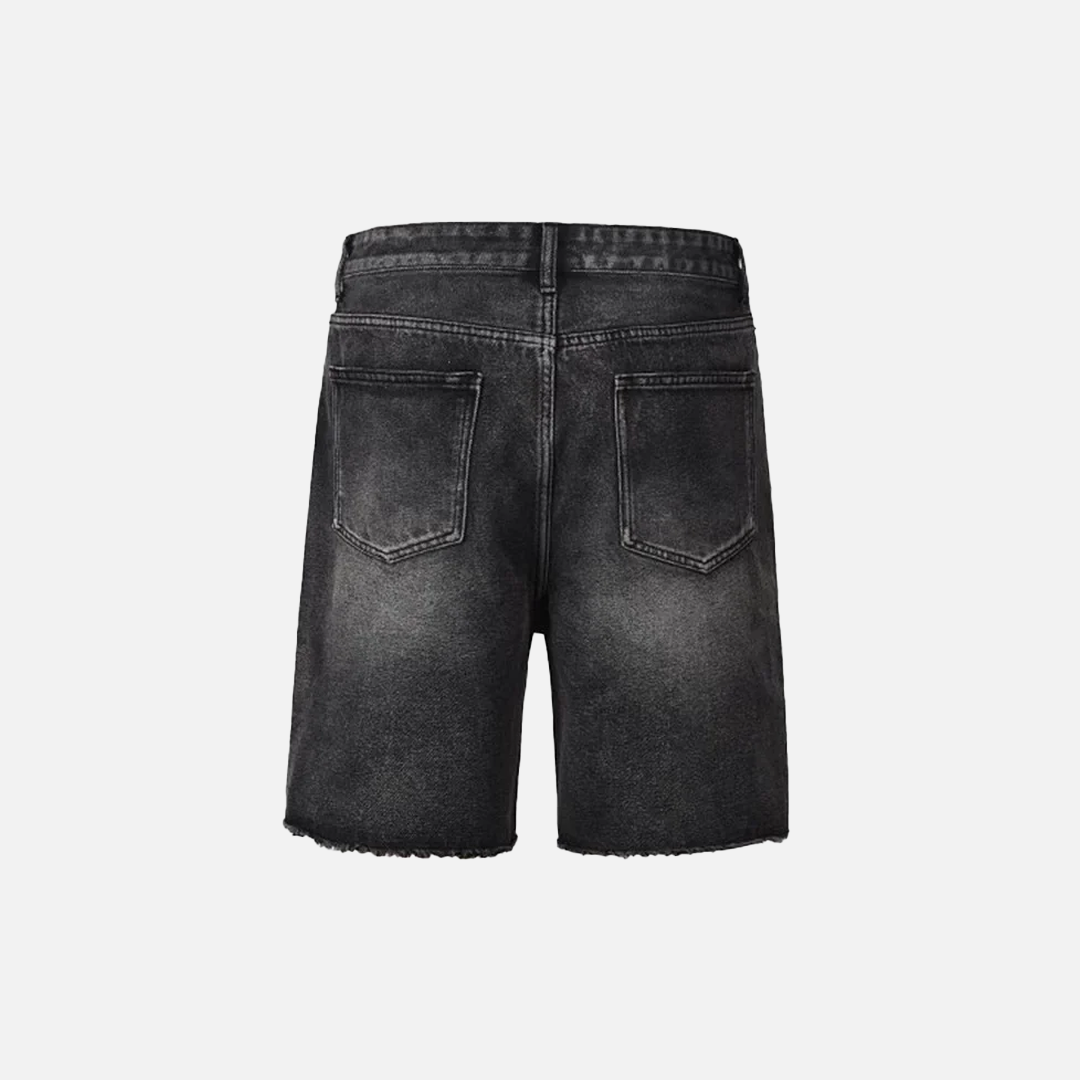 Cozy Streetwear Ripped Black Denim Short - Luxuryurbanwear