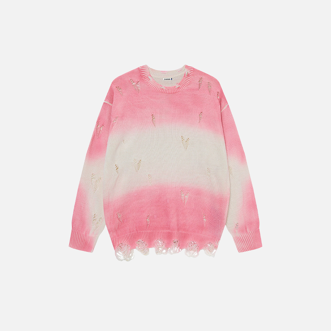 Y2K Vibrant Tie-Dye Oversized Lazy Knit Sweater - Luxuryurbanwear