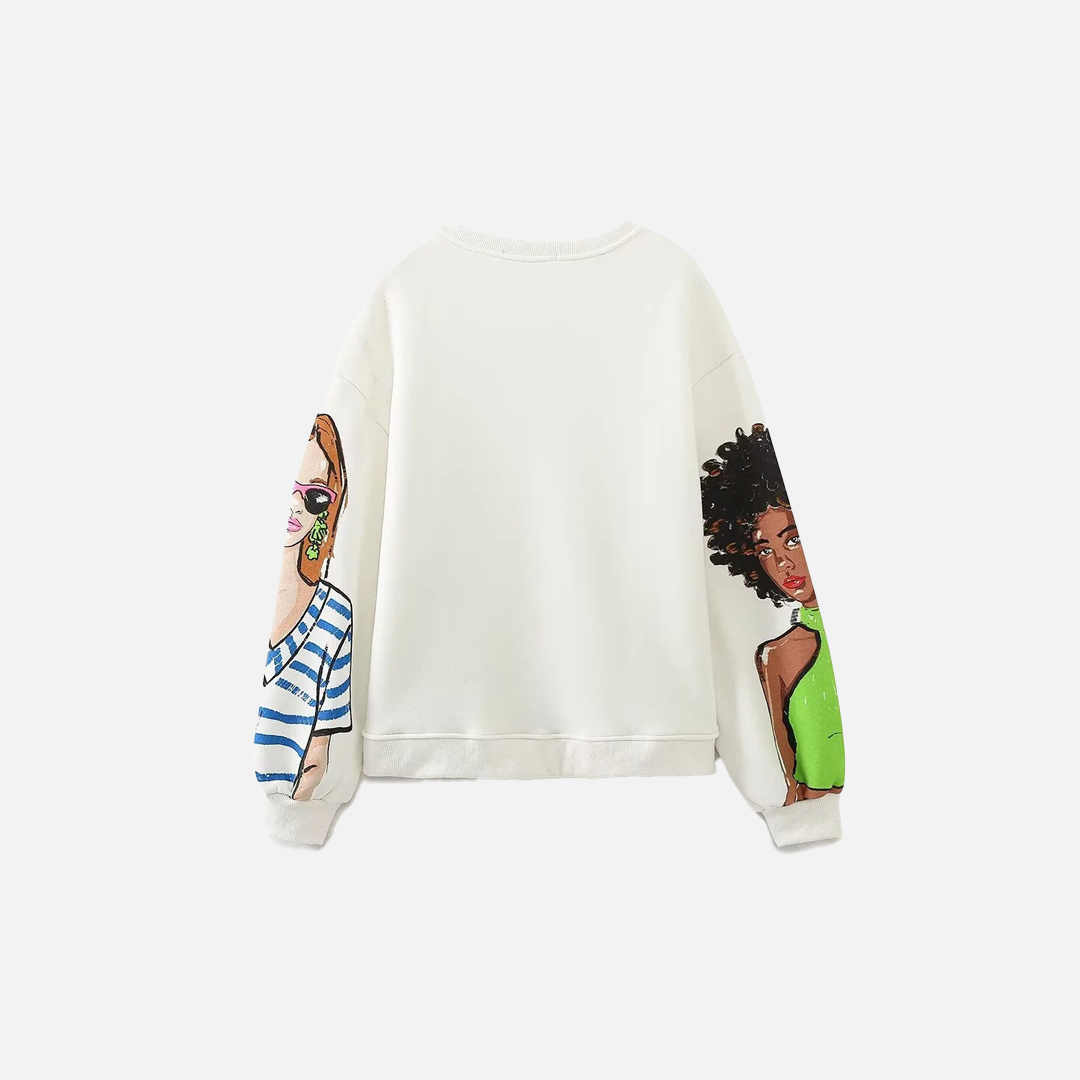 Versatile Casual Winter Girl Pattern Sweatshirt - Luxuryurbanwear