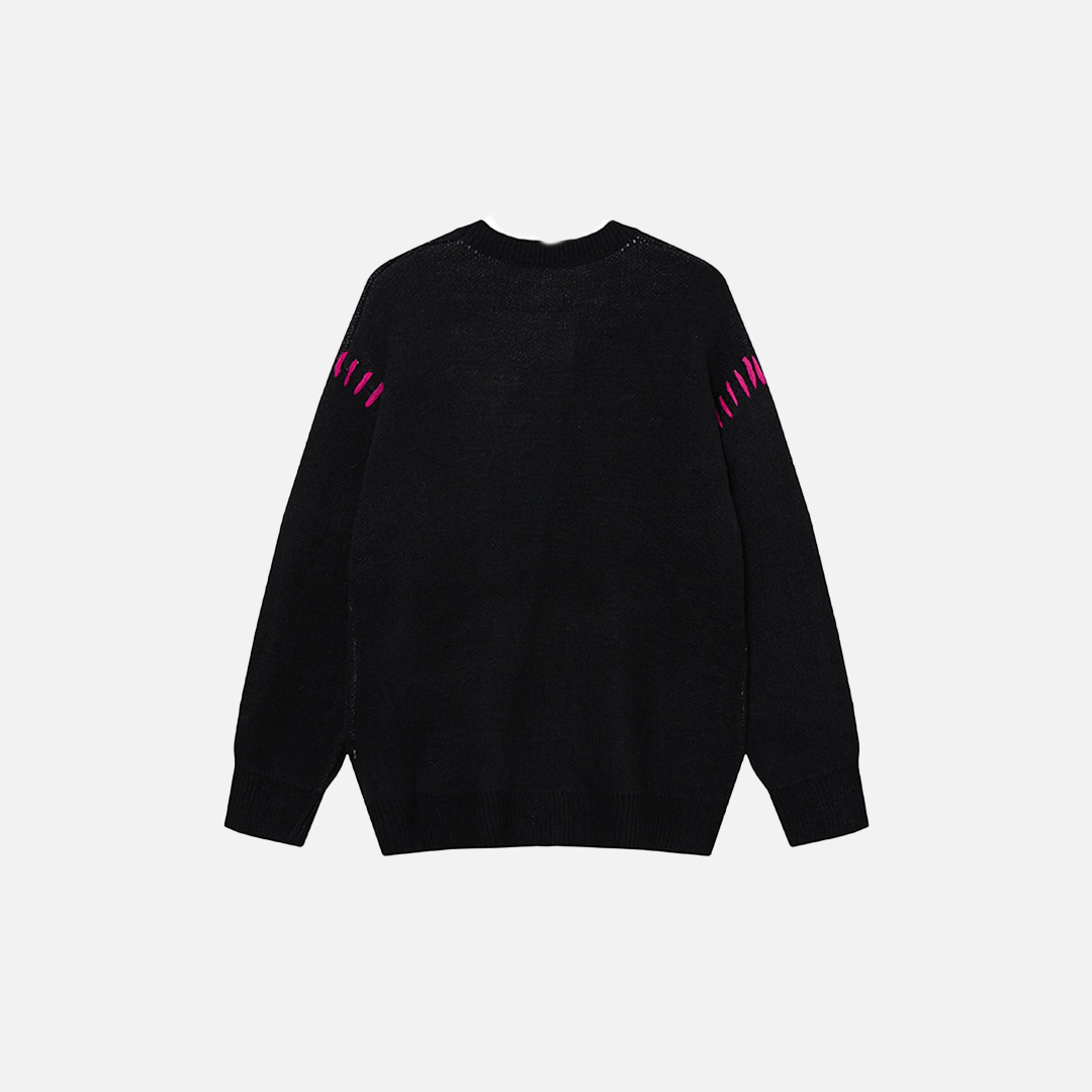 Women Sweet Vibrant Butterfly Graphic Knit Sweater - Luxuryurbanwear