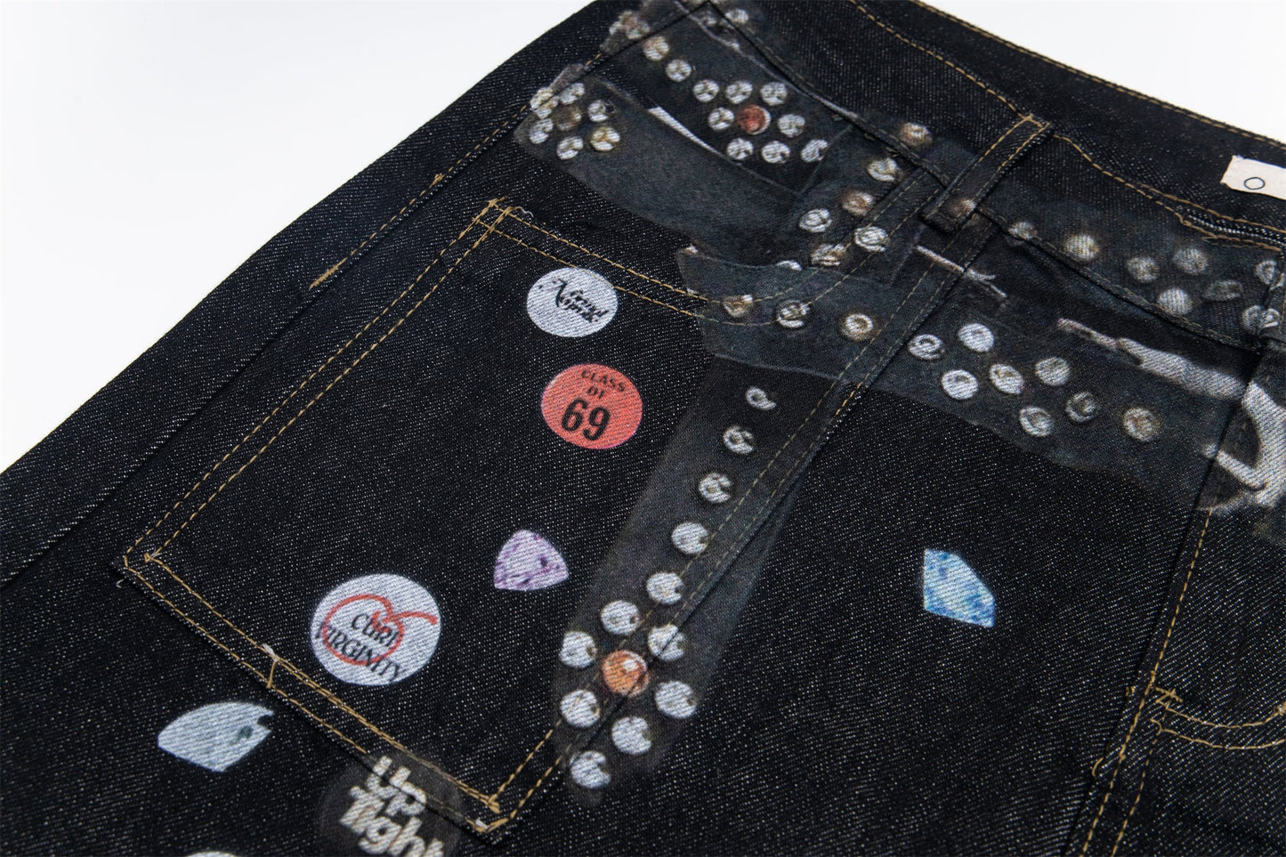 Studded Patchwork | Denim Jeans - Luxuryurbanwear