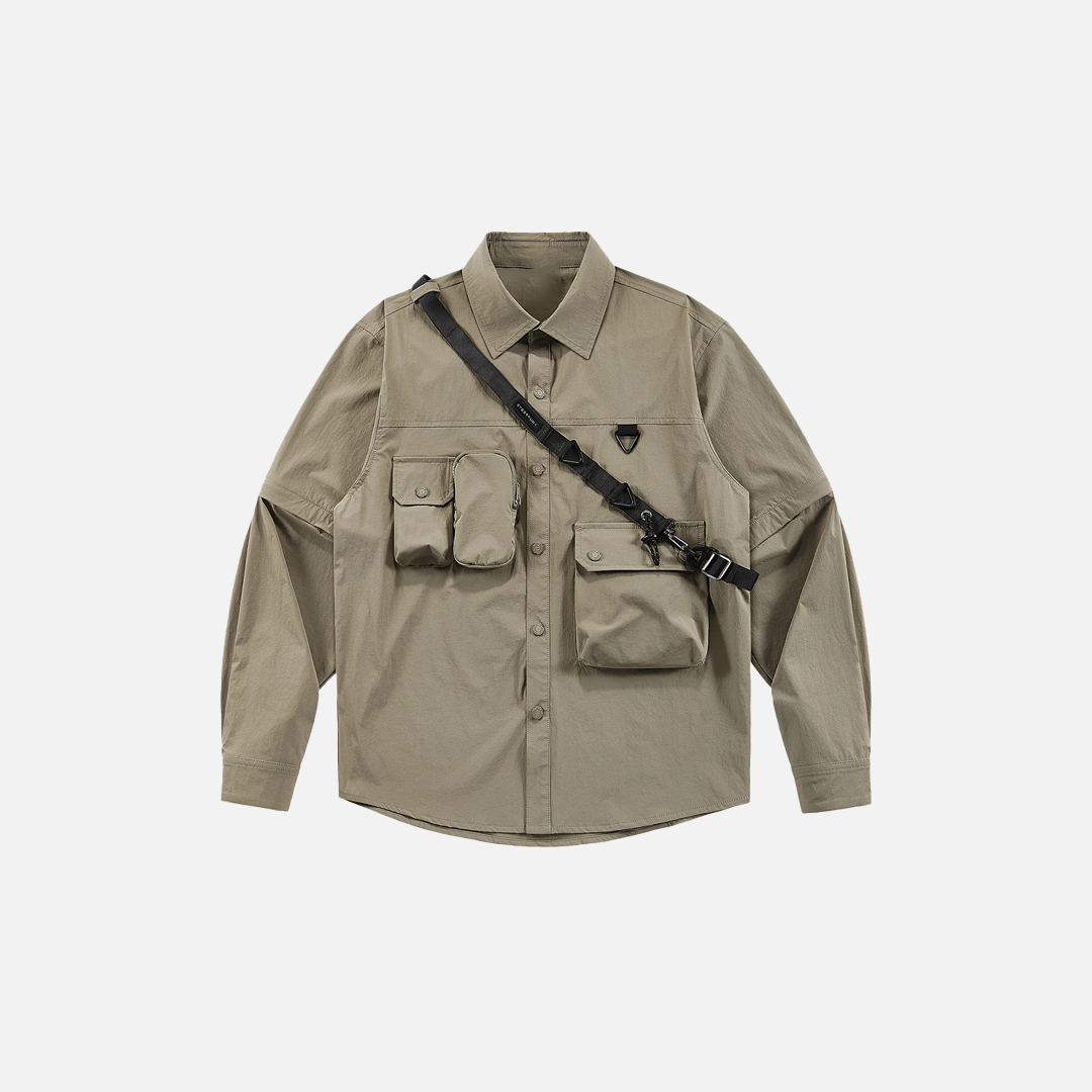 Trendy Functional Multi-Pocket Casual Long Sleeve Shirt - Luxuryurbanwear