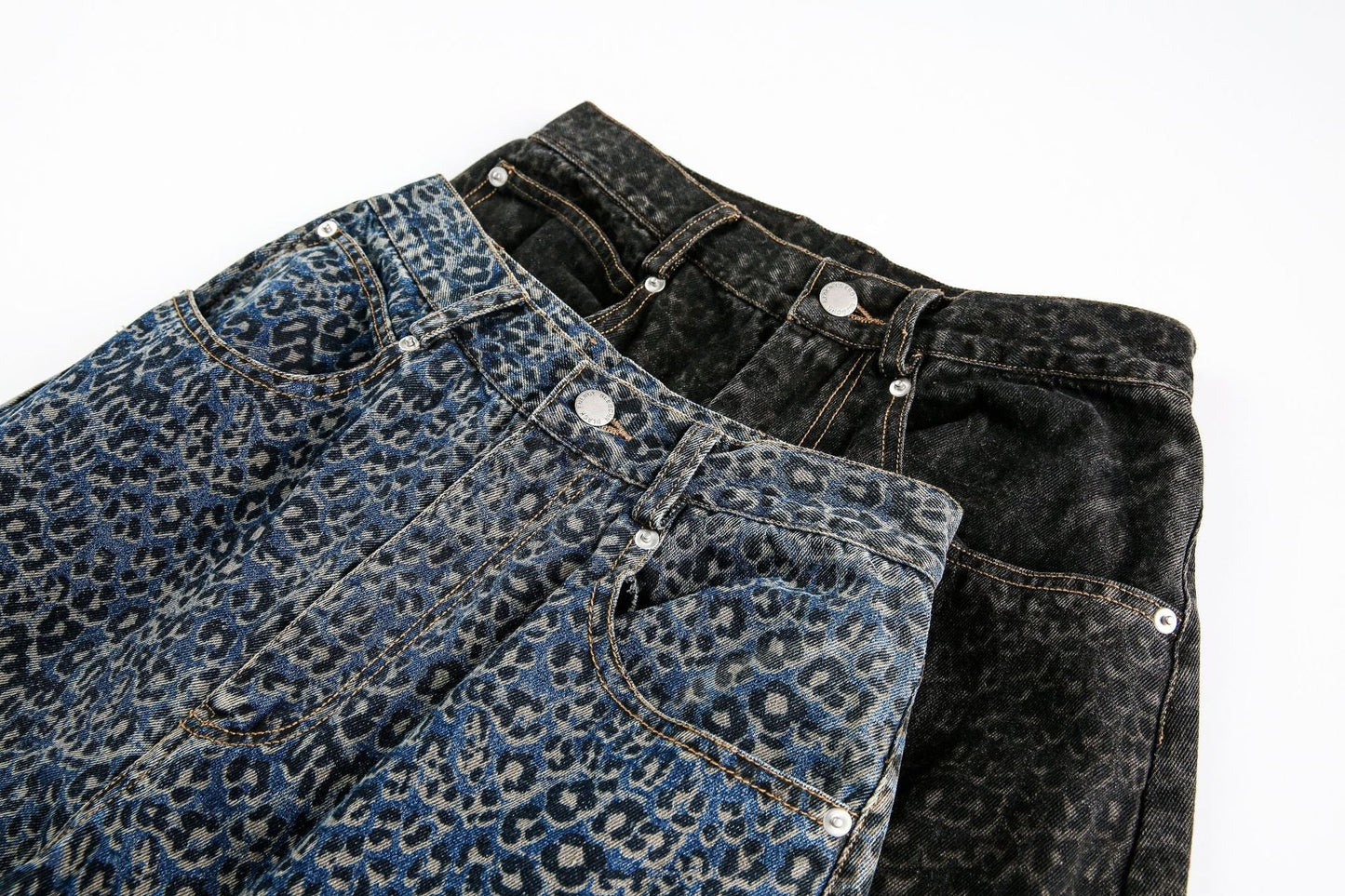 Leopard Print | Denim Street Barrel Jeans - Luxuryurbanwear