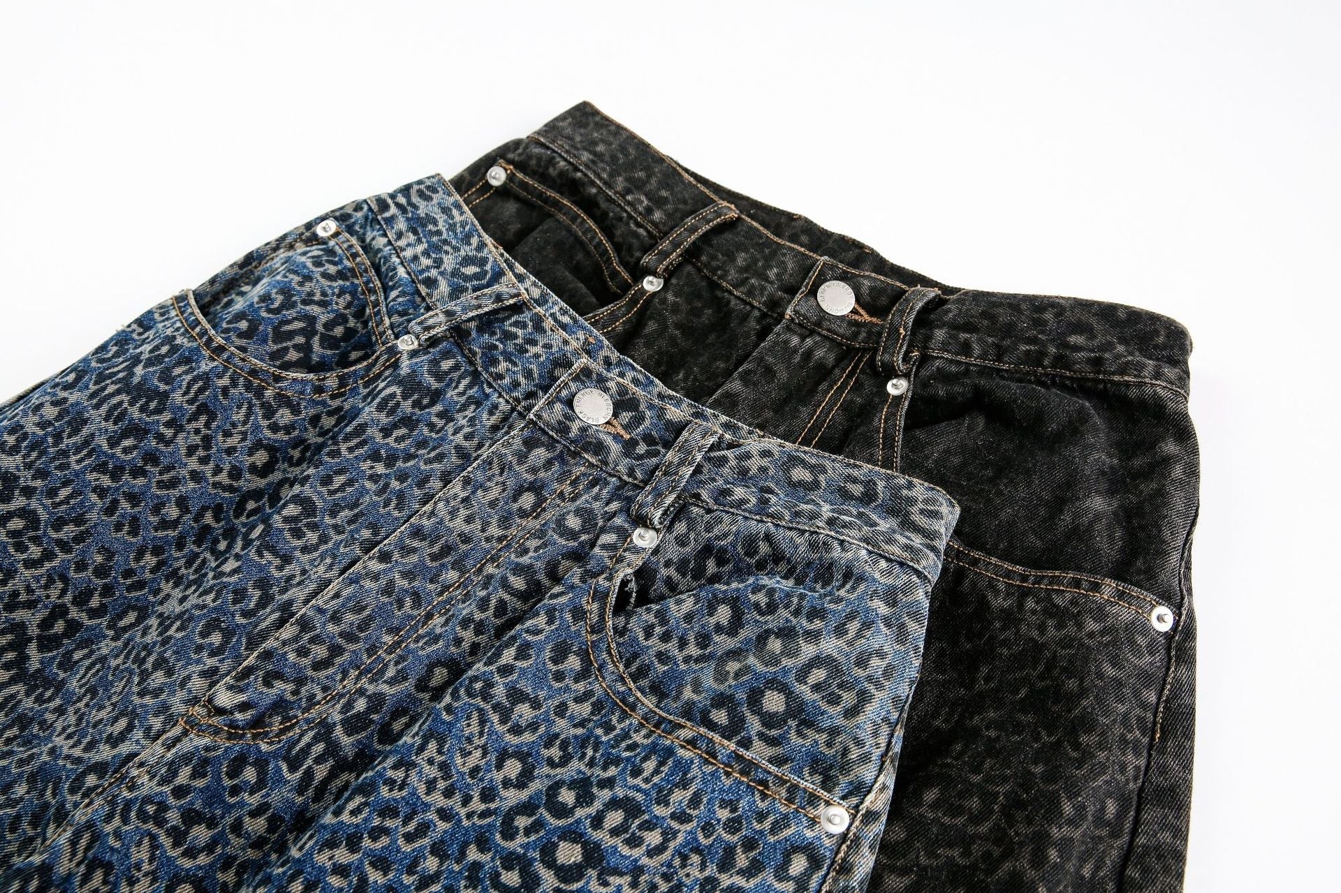 Leopard Print | Denim Street Barrel Jeans - Luxuryurbanwear