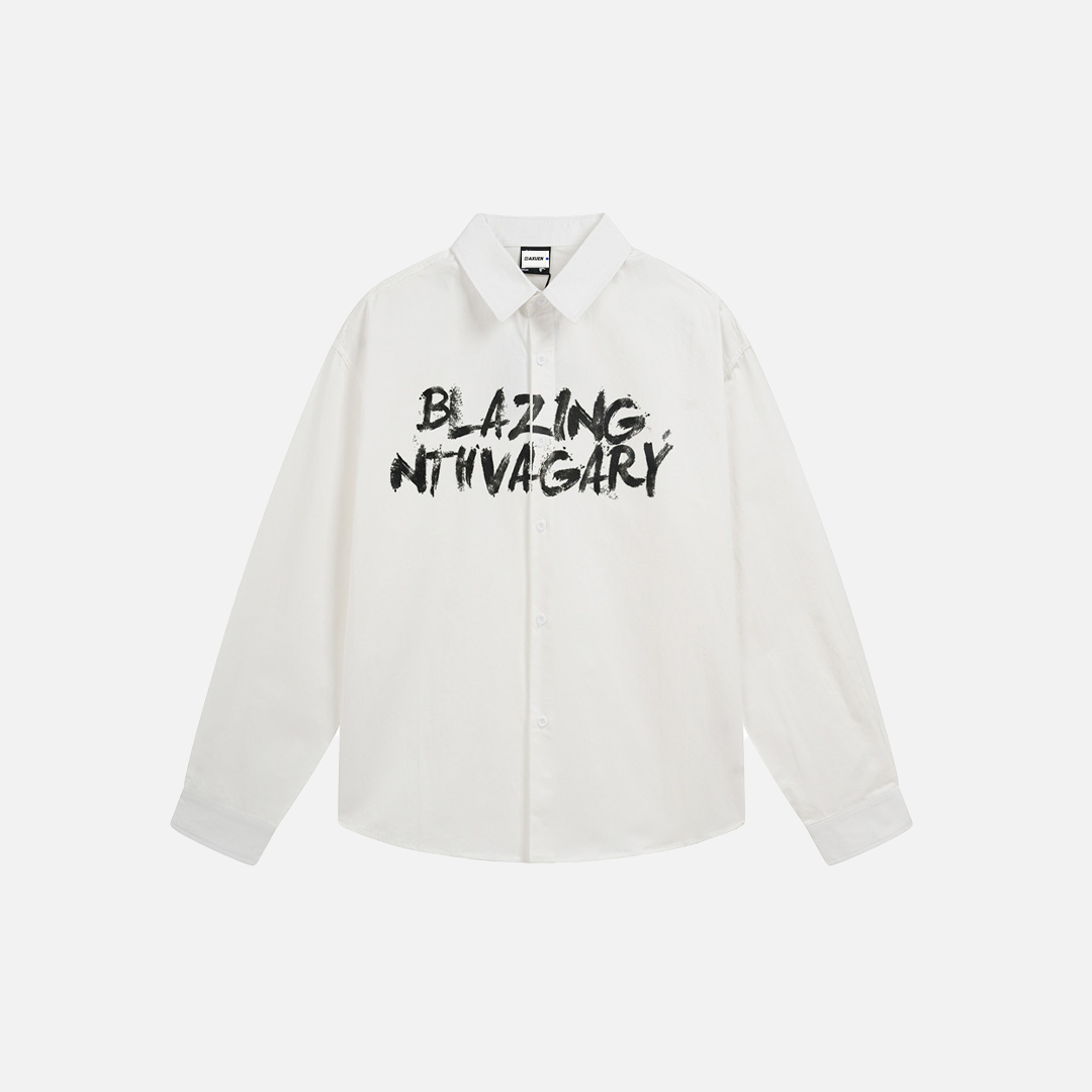 Breathable Graffiti Print Loose Fit Button-Up Casual Shirt - Luxuryurbanwear