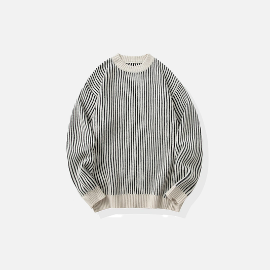 Winter Cozy Knit Vertical Striped Sweater - Luxuryurbanwear