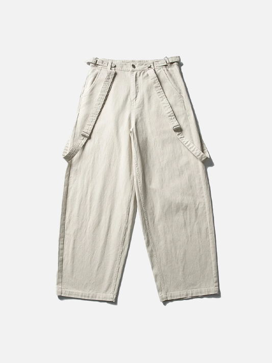 Y2K Detachable Belt Washed Cotton Denim Jeans - Luxuryurbanwear