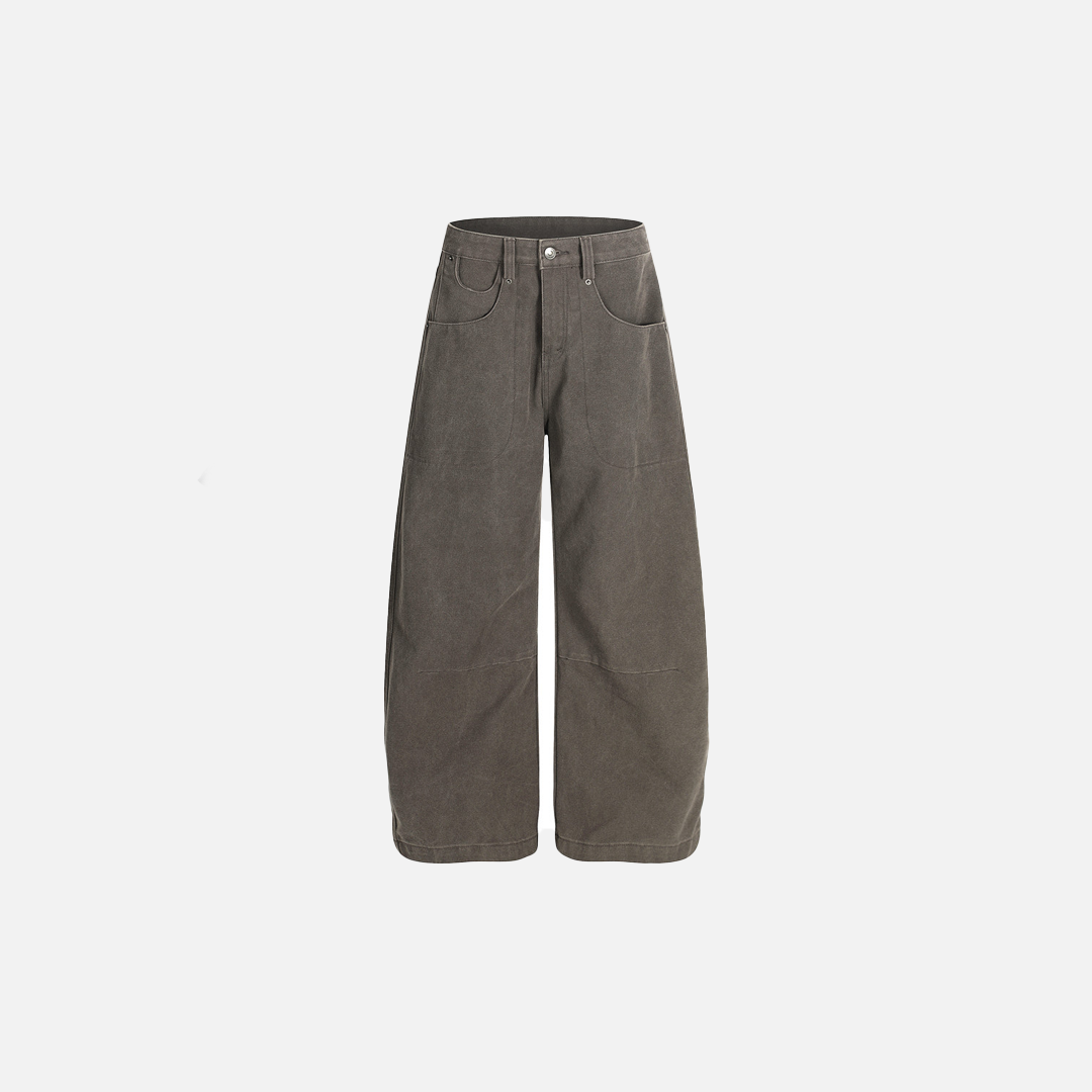 Streetwear Punk Deconstructed Pleated Wide Leg Jeans - Luxuryurbanwear