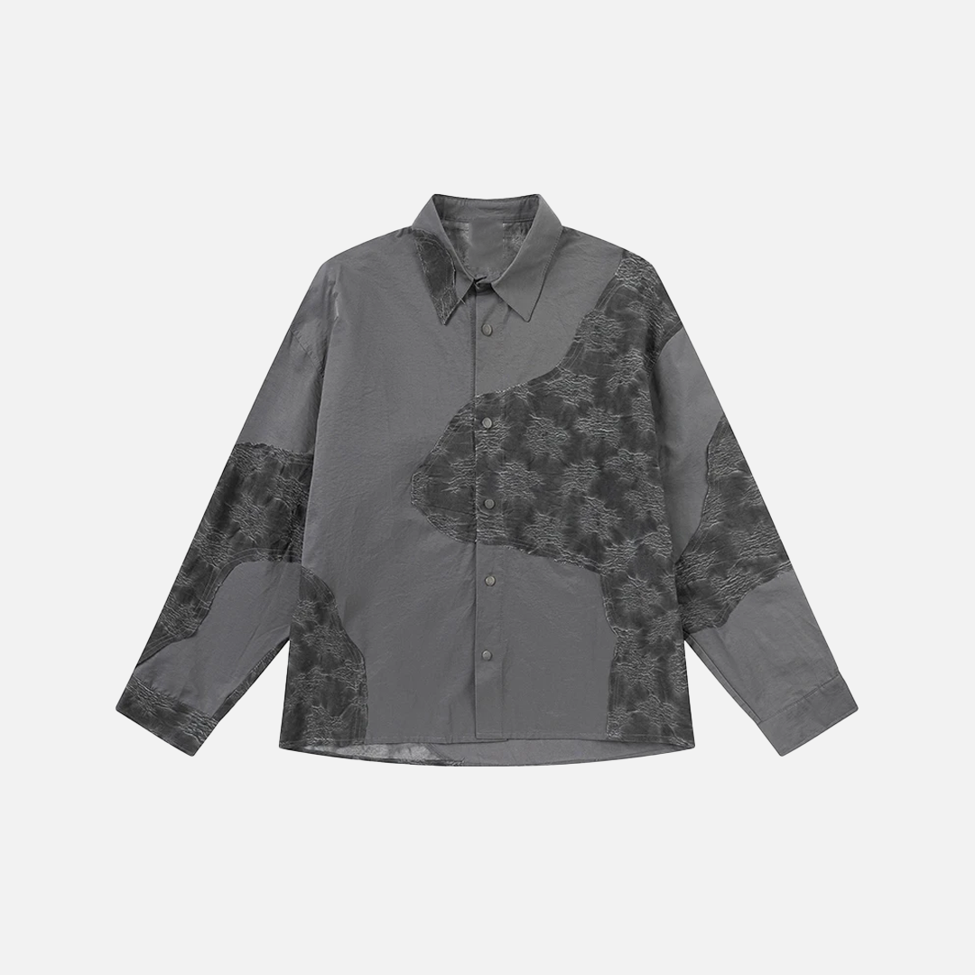 Retro Insulated Patchwork Casual Long Sleeve Shirt - Luxuryurbanwear