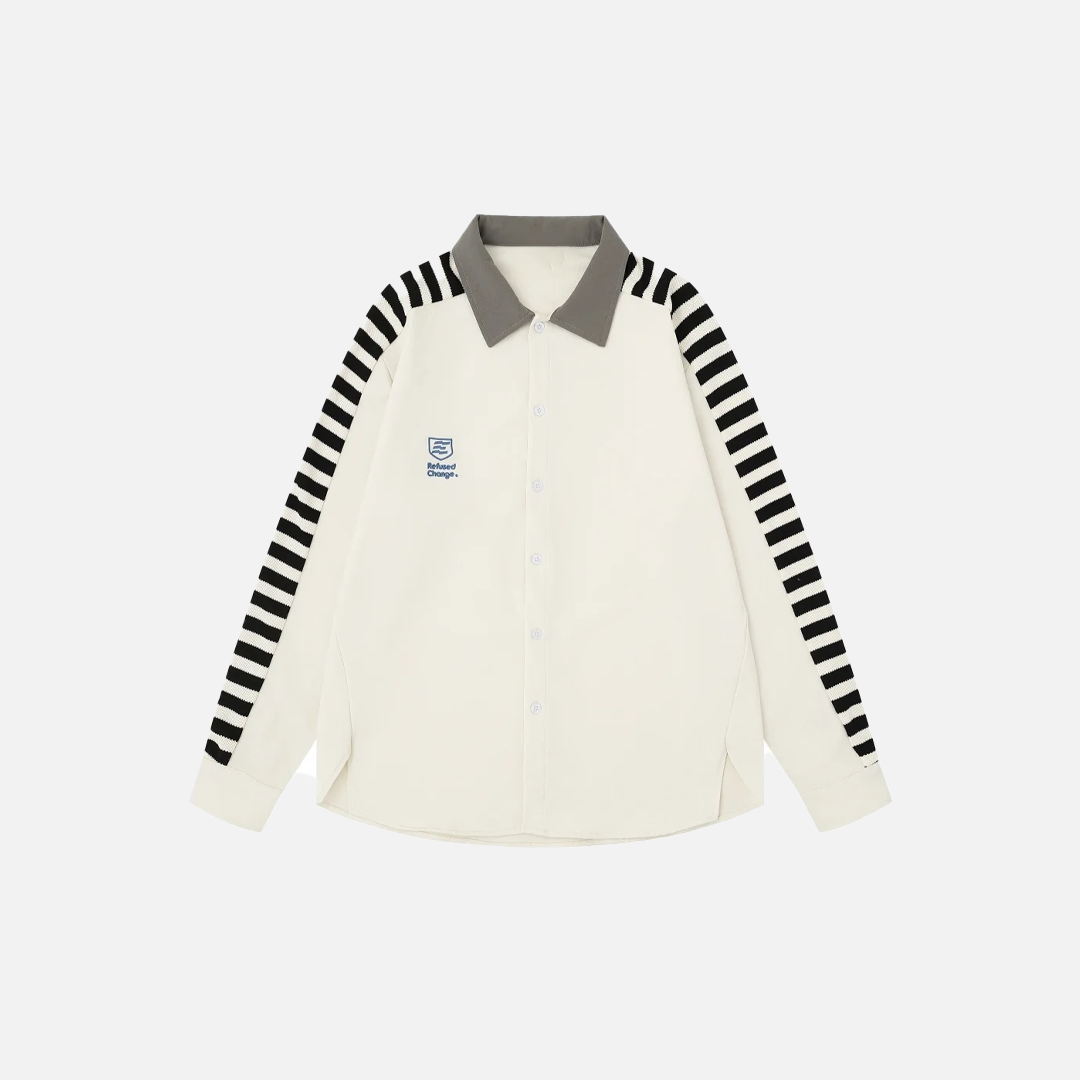Embroidered Patchwork Cargo Safari Style Shirt - Luxuryurbanwear