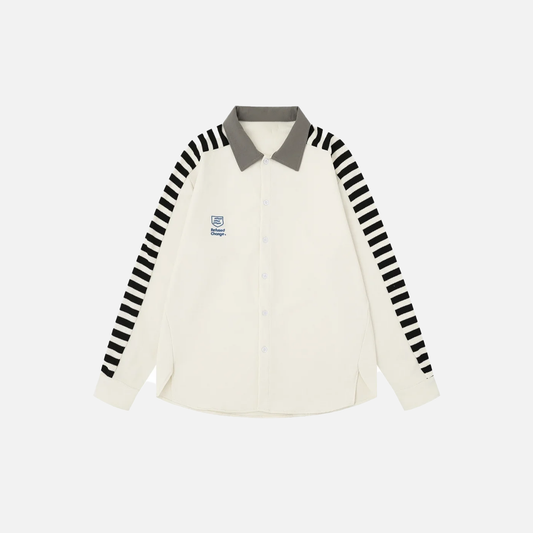 Embroidered Patchwork Cargo Safari Style Shirt - Luxuryurbanwear