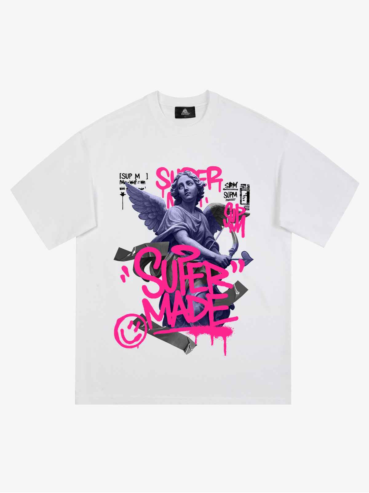 Street Pink Lucky Angel Graphic Design T-Shirt