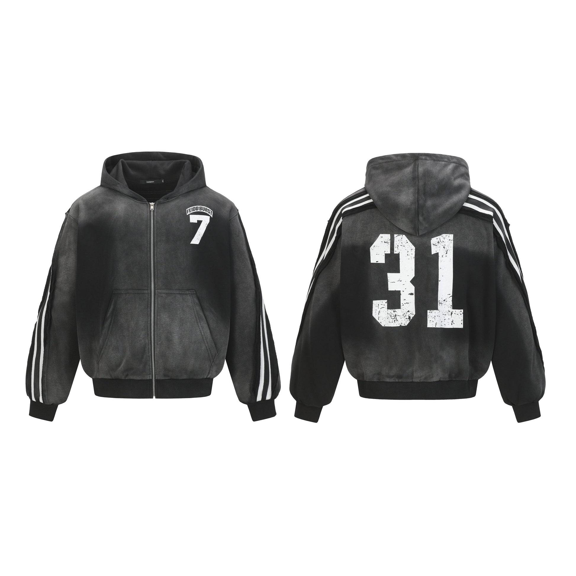 Vintage Sport Stripe | Zip Up Hoodie - Luxuryurbanwear