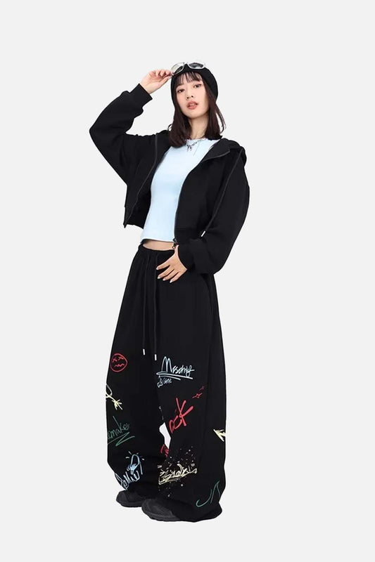 Graffiti Black Hip Hop Dance Pants - Luxuryurbanwear