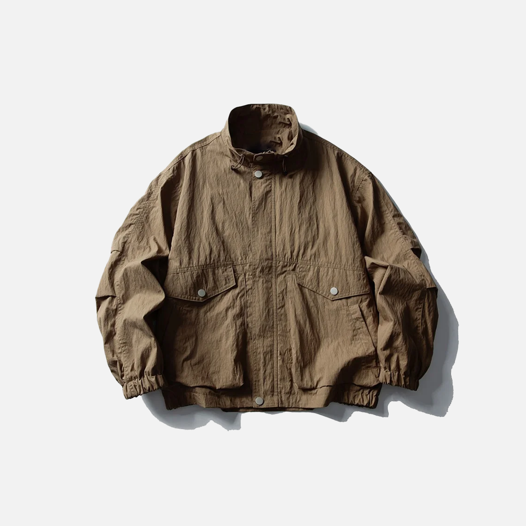 Lightweight Stand Collar Cargo Bomber Jacket - Luxuryurbanwear