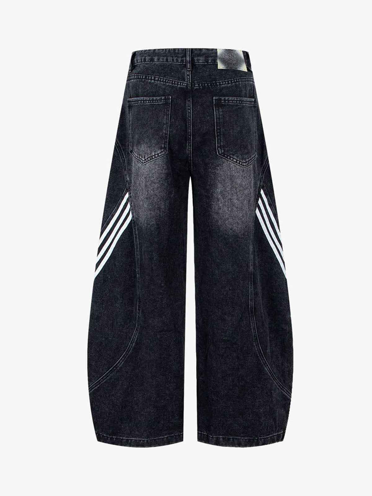 Contrast Stripe Panel Barrel Denim Jeans