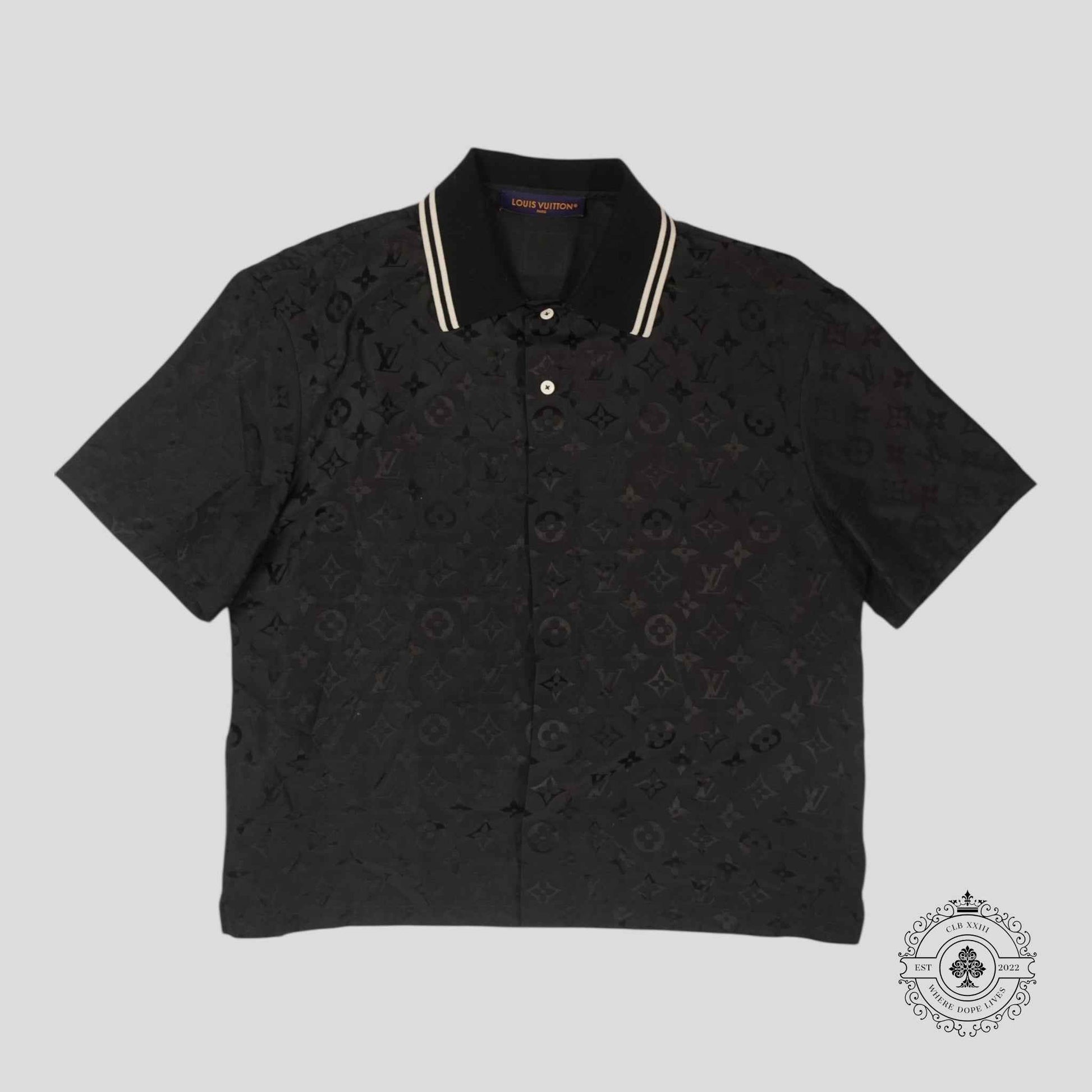 Louis Vuitton Monogram Moire Jacquard Silk Shirt in Black