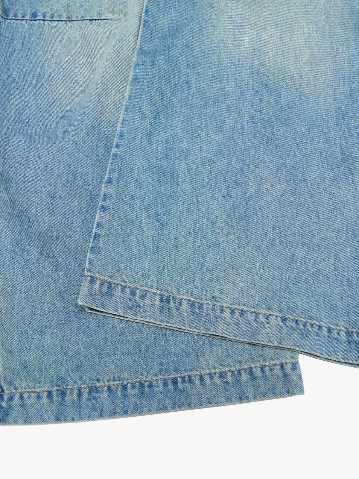 Vintage Light-Wash Pleated Barrel Jeans - Luxuryurbanwear