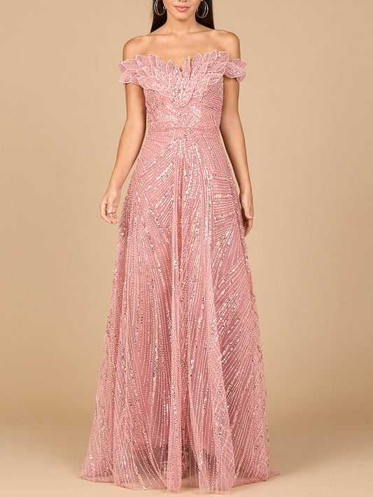 Off Shoulder Beaded Ballgown