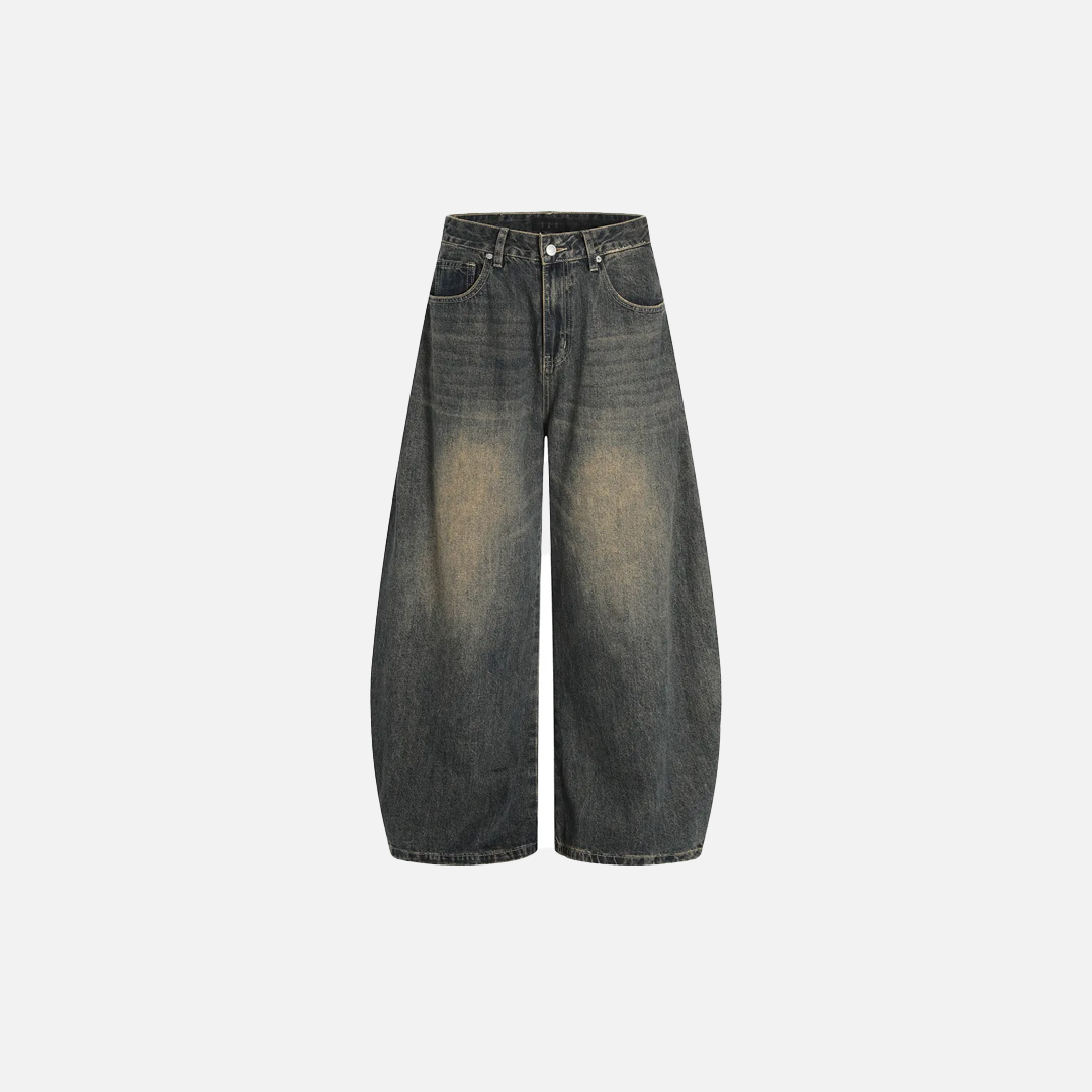 Y2K Streetwear Distressed Wide Leg Denim Jeans - Luxuryurbanwear
