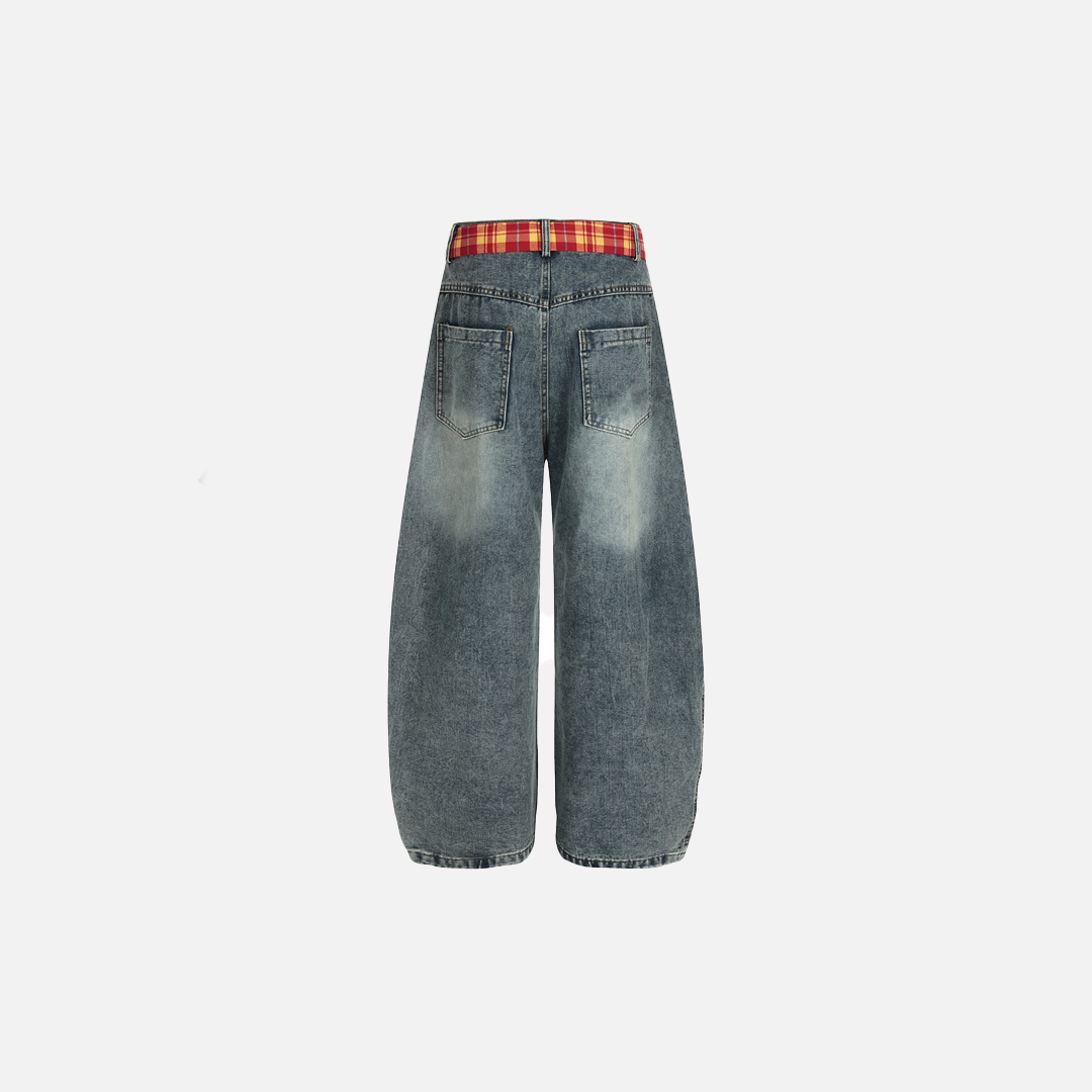 Y2K Unique Five-Star Wide Leg Denim Jeans - Luxuryurbanwear