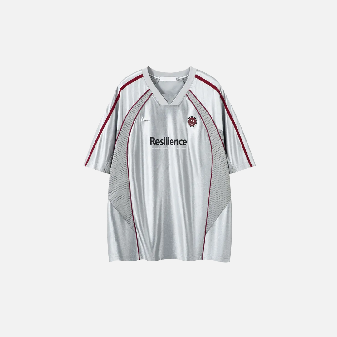Streetwear Graphic Patchwork Mesh Jersey Sport T-Shirt - Luxuryurbanwear