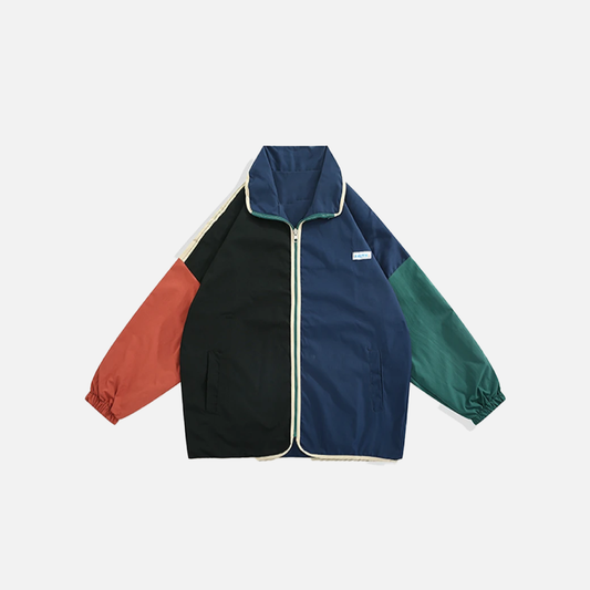 Hip Hop Color-Blocked Workwear Windbreaker Jacket - Luxuryurbanwear