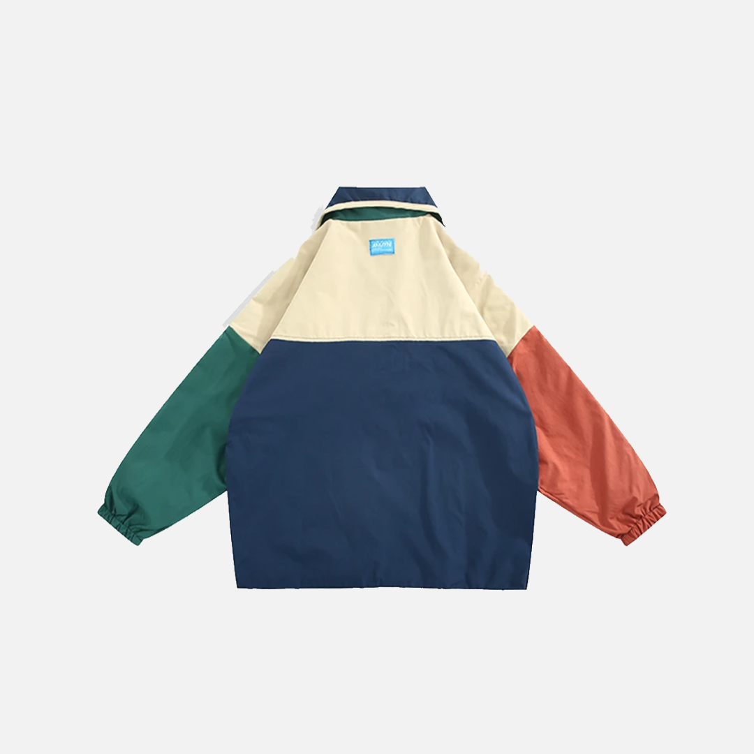 Hip Hop Color-Blocked Workwear Windbreaker Jacket - Luxuryurbanwear