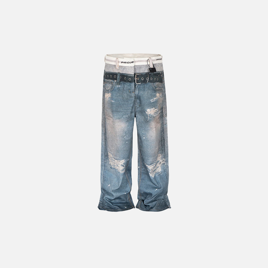 Y2K Streetwear Blue Graphic Baggy Hip Hop Jeans - Luxuryurbanwear
