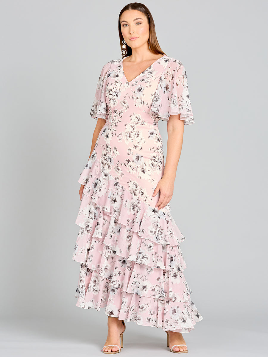 Cape Sleeve Print Dress- OUTLET