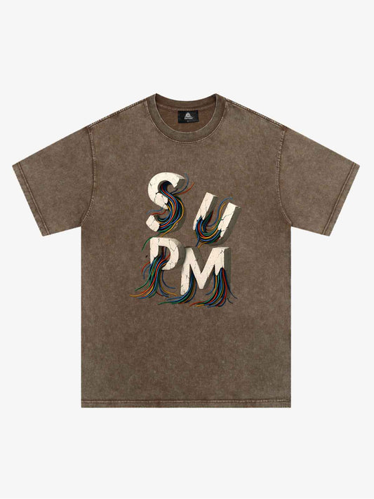 SPMD Letter Cable Graphic T-Shirt