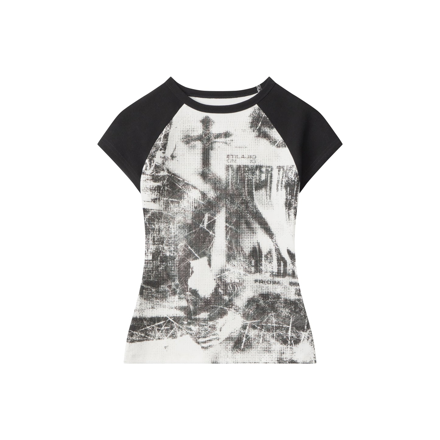 Grunge Cross | Fitted Graphic Raglan Tee - Luxuryurbanwear