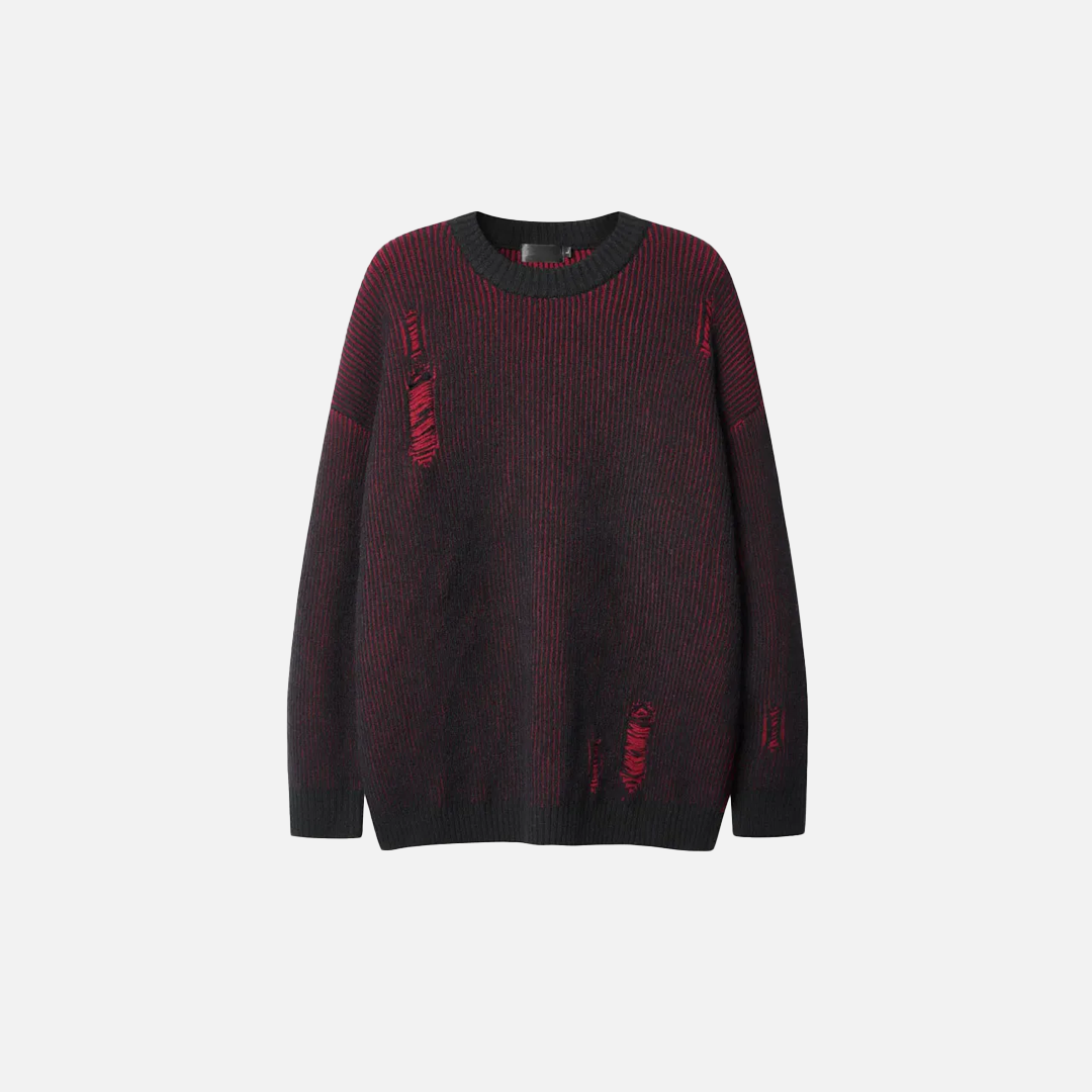 Y2K Grunge Knitted Stripe Ribbed Sweater - Luxuryurbanwear