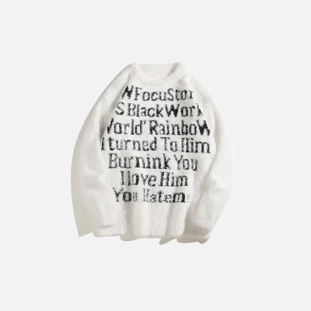 Cozy Knitted Round Neck Letter Print Sweater - Luxuryurbanwear