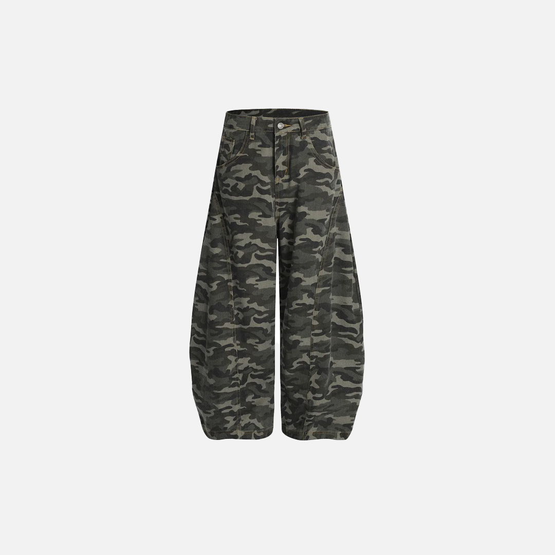 Trendy Retro Camouflage Loose Wide Leg Pants - Luxuryurbanwear