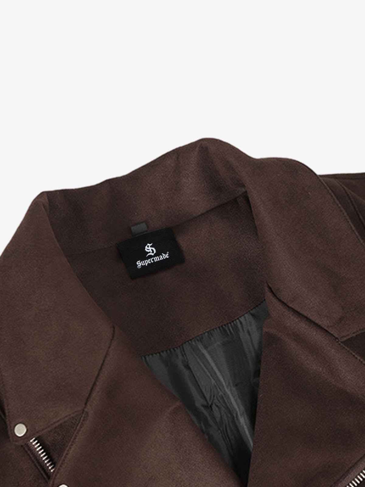 Suede Asymmetric Zip Biker Jacket