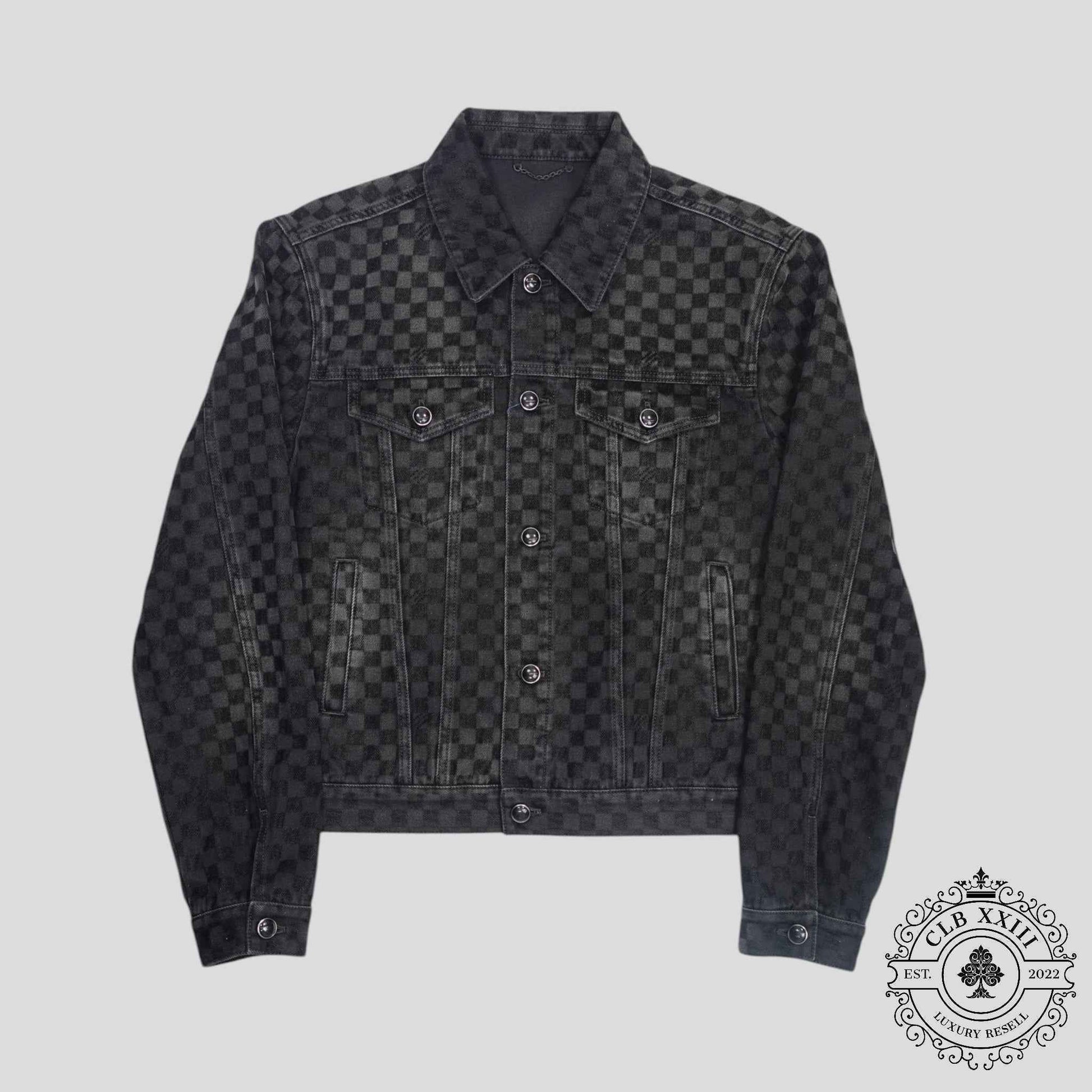 Louis Vuitton Damier Ultrablack Flocked Denim Trucker Jacket in Black