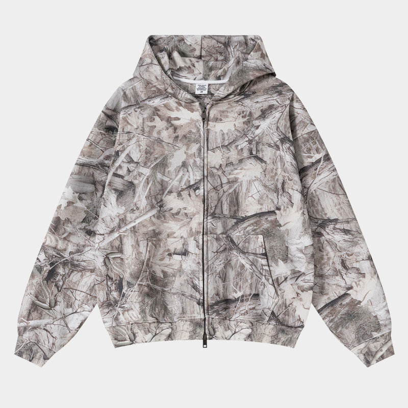 Forest Camo | Oversized Zip-Up Hoodie - Luxuryurbanwear