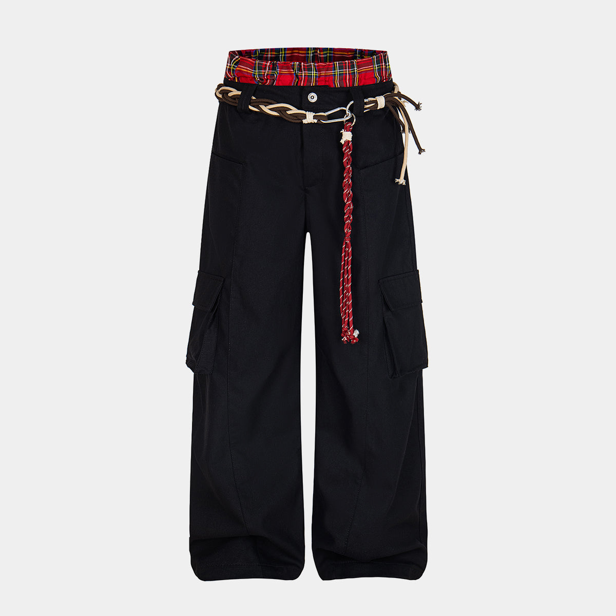 Plaid Waist Detail | Cargo Pants - Luxuryurbanwear