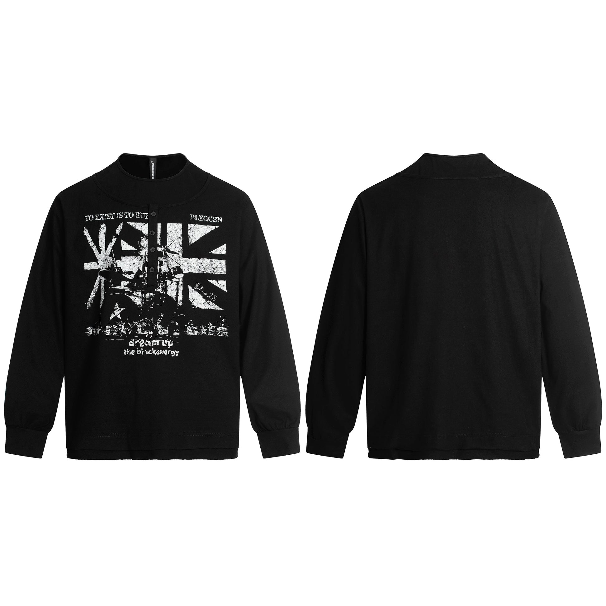 Punk Flag Art | Button Sweatshirt - Luxuryurbanwear