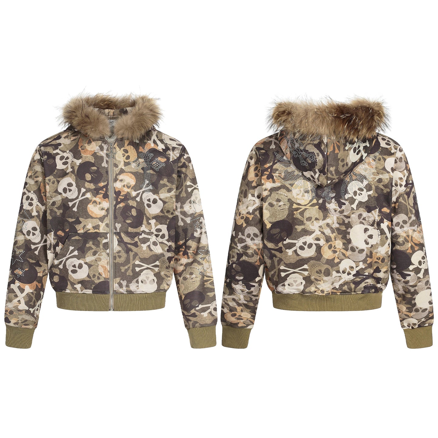 Skull Print Fur Jacket - Oversized Luxury Streetwear Faux-Fur Coat | LuxuryUrbanwear - Luxuryurbanwear