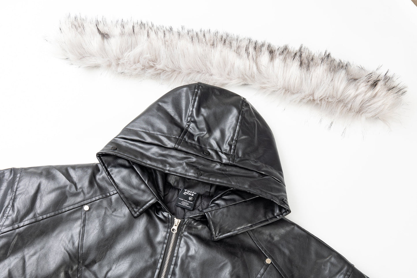 Moto Style | Faux Fur PU Jacket - Luxuryurbanwear