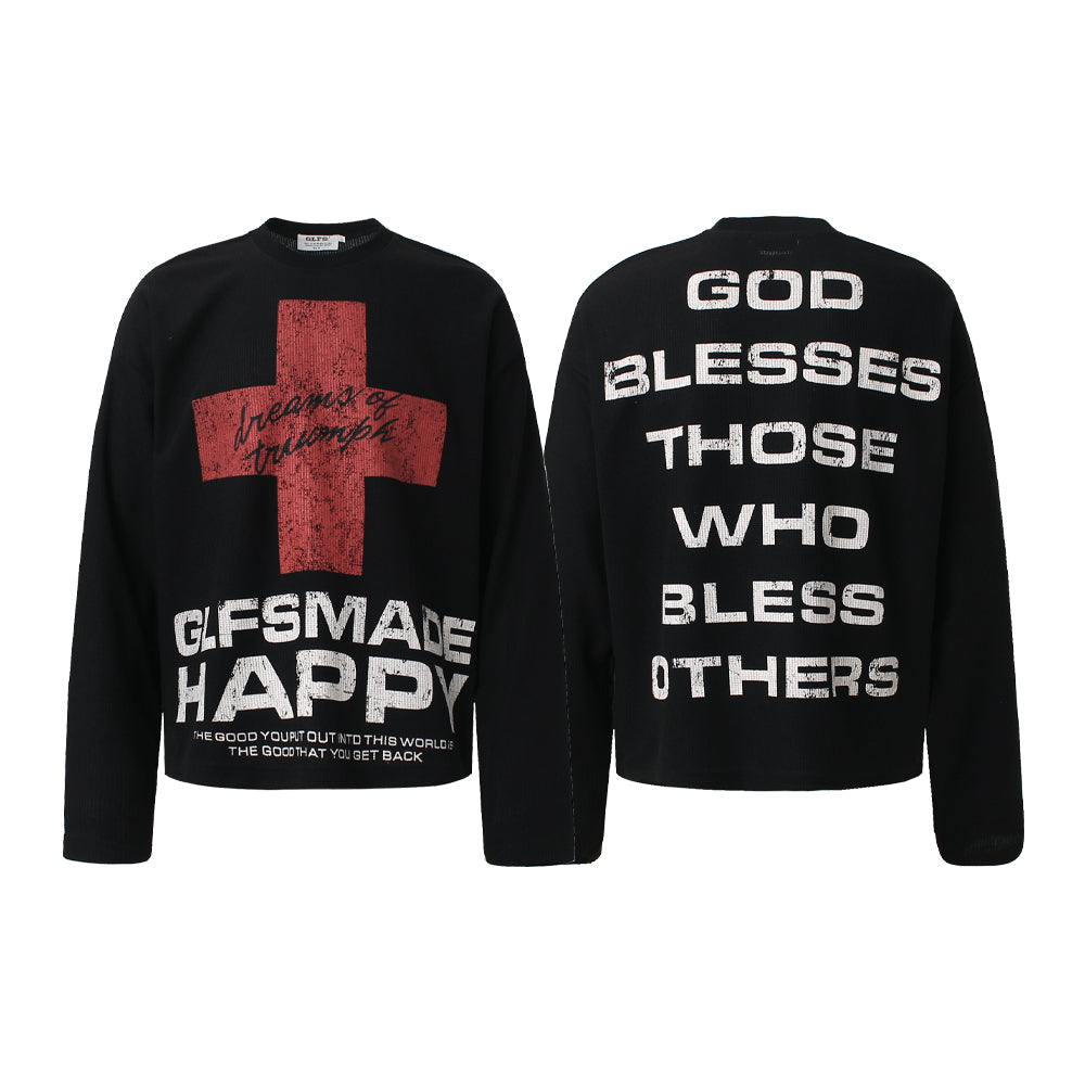 Distressed Cross Graphic | Punk Sweatshirt - Luxuryurbanwear