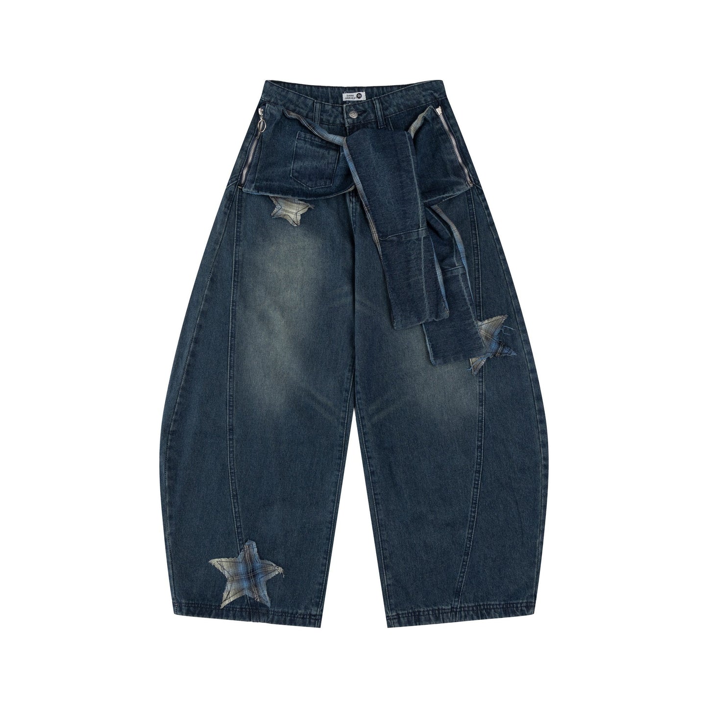 Starry Stitch | Denim Wide-Leg Pants - Luxuryurbanwear