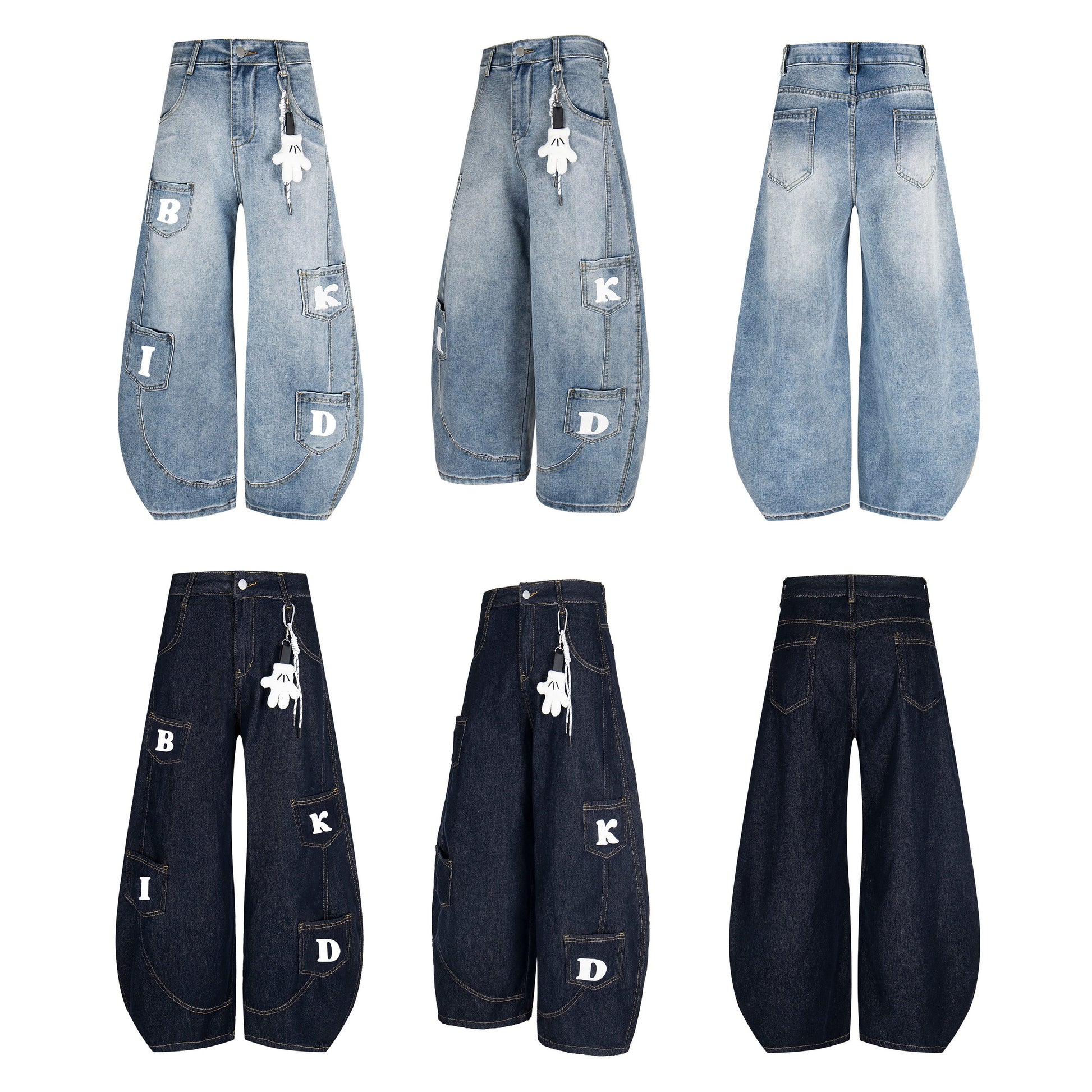 URBAN KID | Wide-Leg Denim Pocket Pants - Luxuryurbanwear