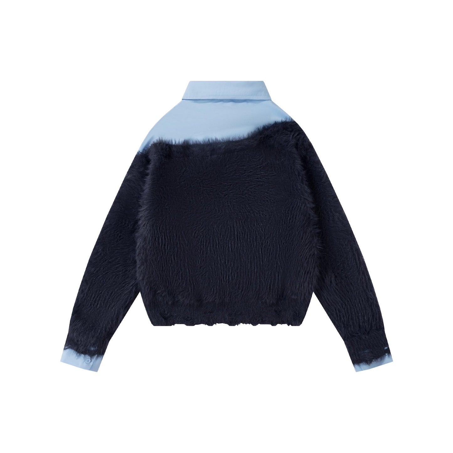 Preppy Fuzz | Mock-Layered Tie Collar Sweater - Luxuryurbanwear