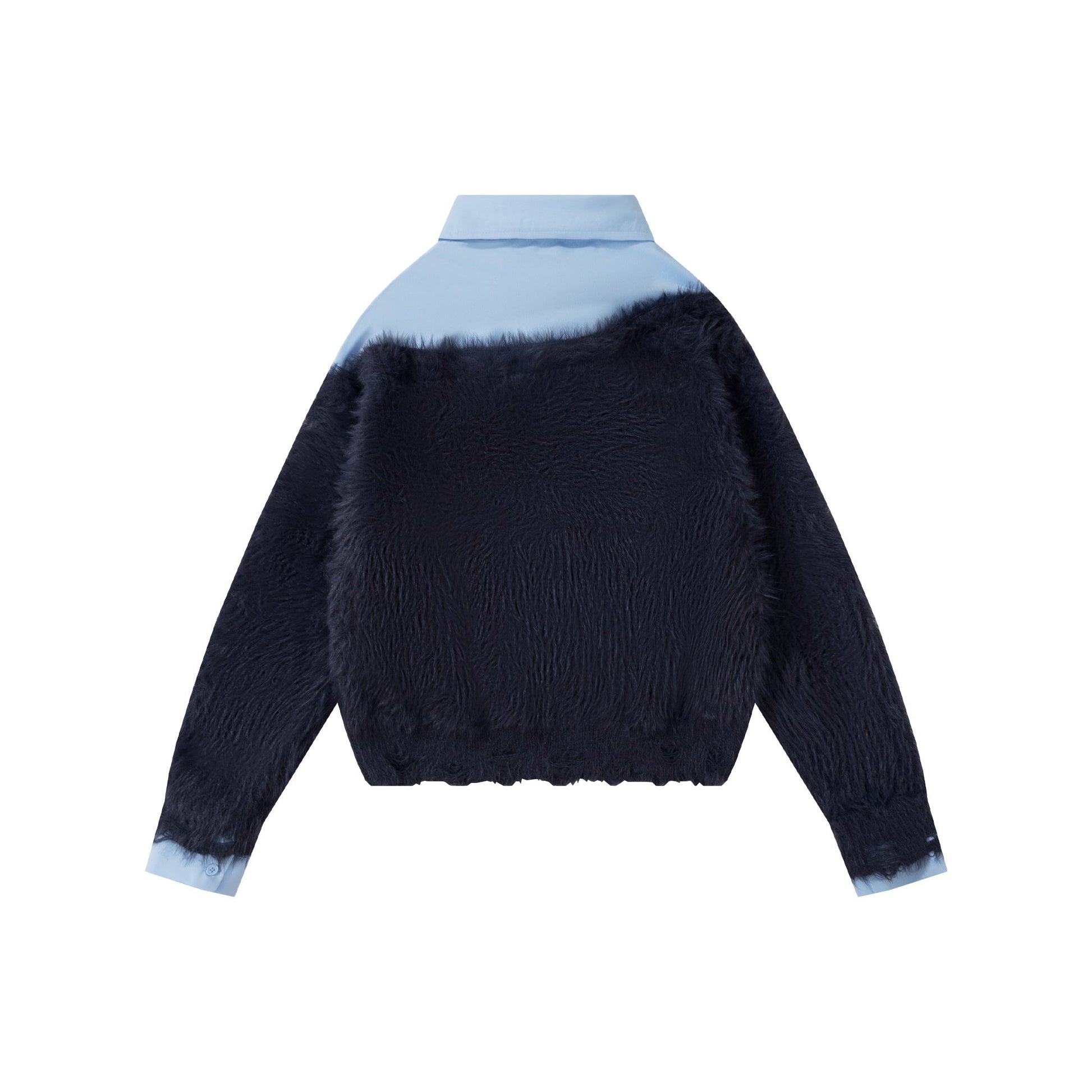 Preppy Fuzz | Mock-Layered Tie Collar Sweater - Luxuryurbanwear