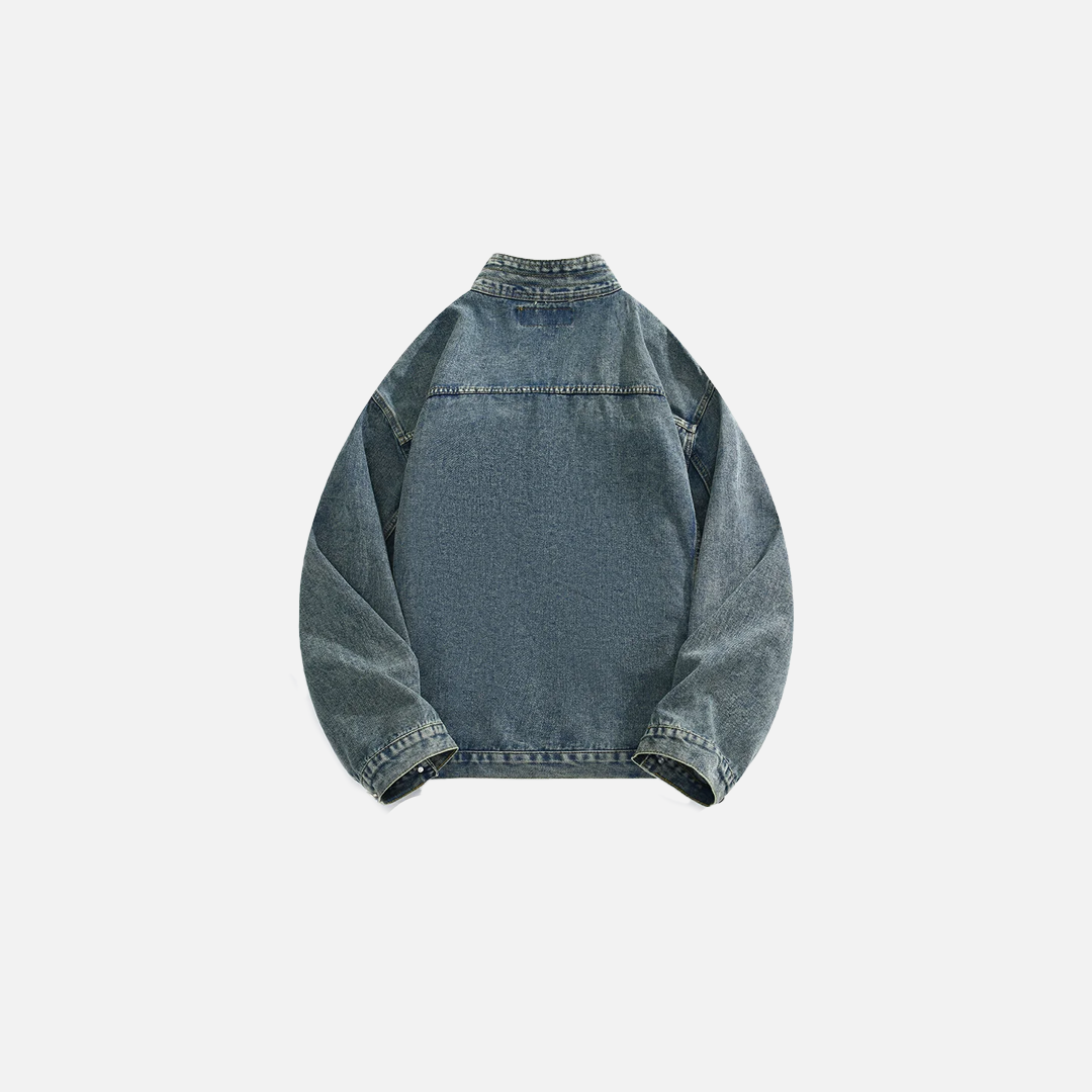 Chinese Style Lace-Up Denim Jacket - Luxuryurbanwear